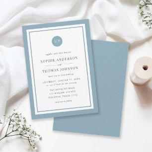 Invitation Mariage de monogramme arrondi de couleur classique