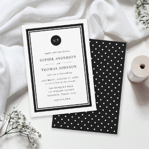 Invitation Mariage de monogramme arrondi de couleur classique