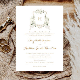 Invitation Mariage de monogramme blanc Hydrangea Green Crest