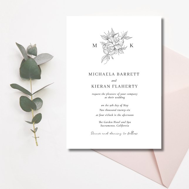 Invitation Mariage de monogramme botanique classique (Classic Botanical Monogram Wedding Invitation)