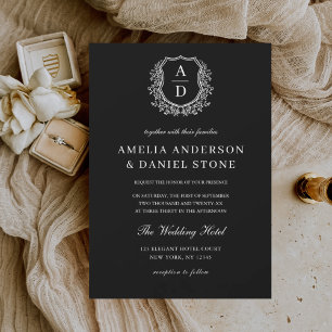 Invitation Mariage de Monogramme de Cimier Floral Formel