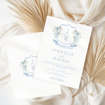 Mariage de monogramme de crête florale bleu clair