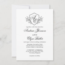 Mariage de monogramme de crête florale noire et bl