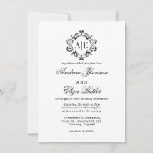 Mariage de monogramme de crête noire et blanche an