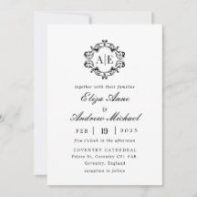 Mariage de monogramme de crête noire et blanche an