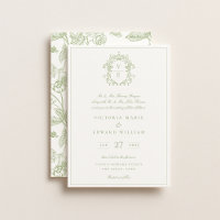 Mariage de monogramme de crête verte Sage