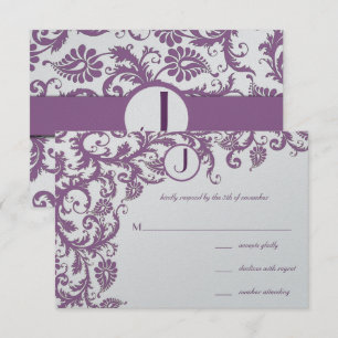 Invitation Mariage de monogramme de Damme de prune