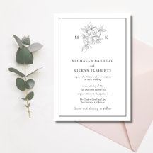 Mariage de monogramme de fleurs botaniques