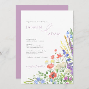Invitation Mariage de monogramme de lavande Fleur sauvage