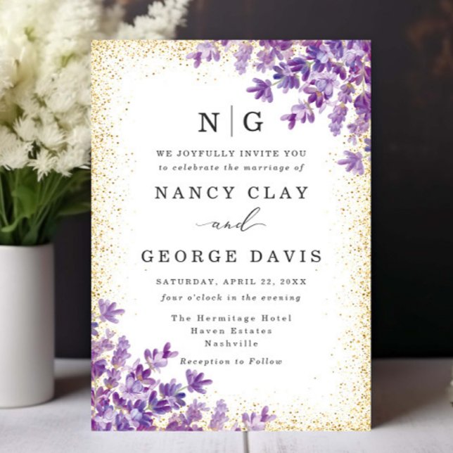 Invitation Mariage de monogramme de Parties scintillant d'or  (Créateur téléchargé)