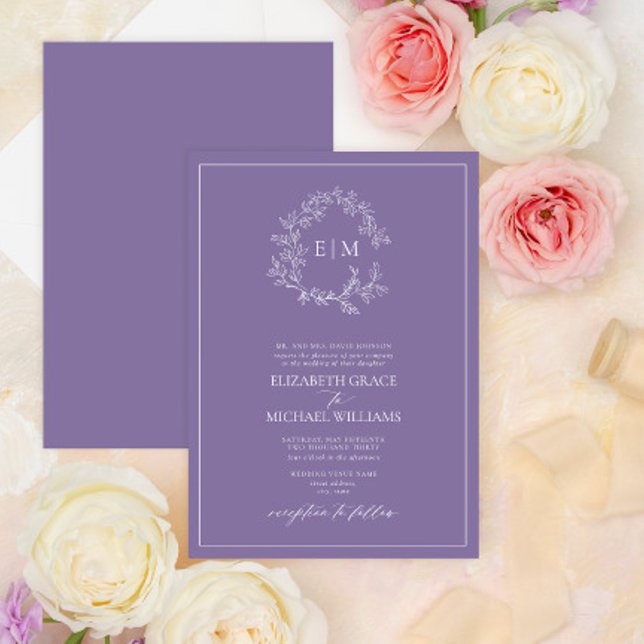 Invitation Mariage de monogramme de poitrine de Lavande (Créateur téléchargé)