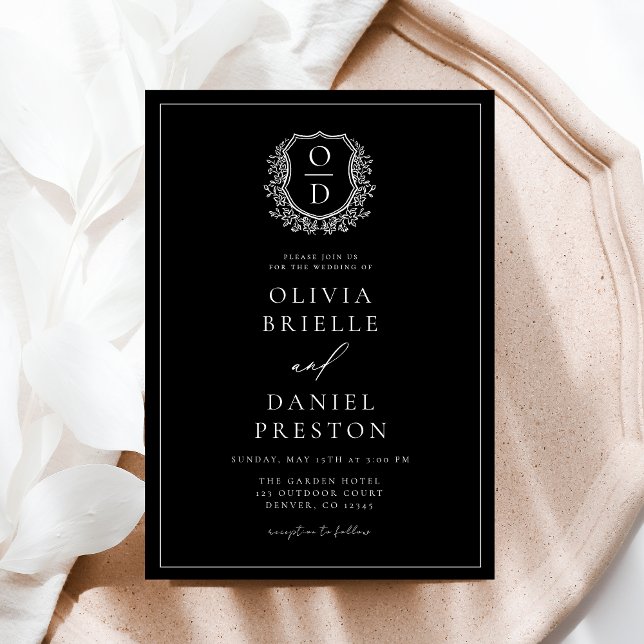 Invitation Mariage de monogramme de poitrine florale moderne (Créateur téléchargé)