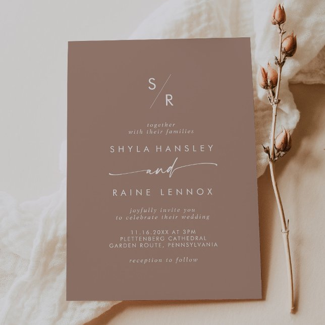 Invitation Mariage de monogramme de tonogramme de bois chic (Créateur téléchargé)
