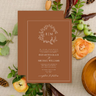 Invitation Mariage de monogramme en terre cuite