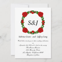 Mariage de monogramme Floral Roses rouges