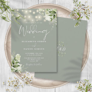 Invitation Mariage de monogramme floral Sage Green