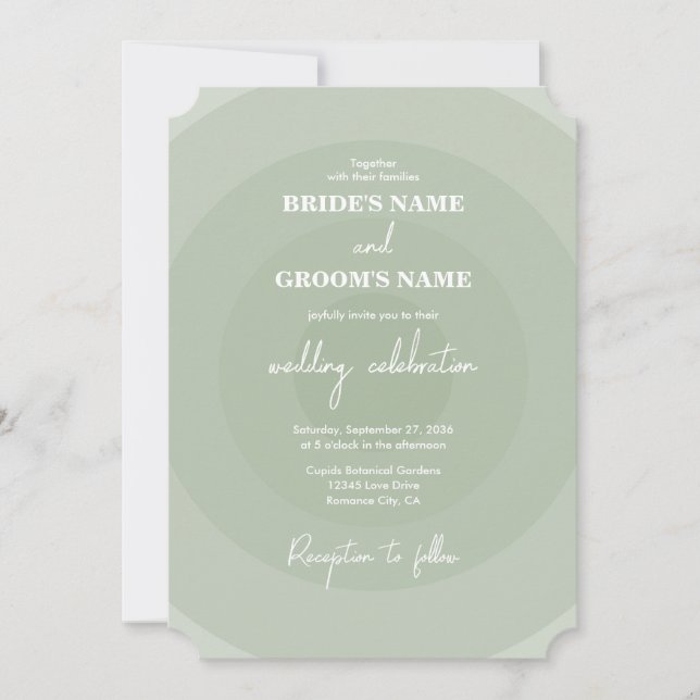 Invitation Mariage de monogramme moderne Sage Green (Devant)