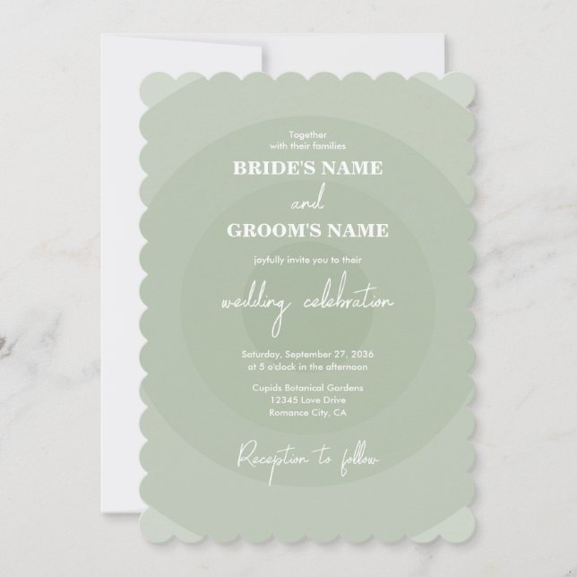 Invitation Mariage de monogramme moderne Sage Green (Devant)