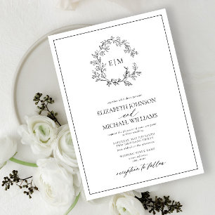 Invitation Mariage de monogramme noir blanc