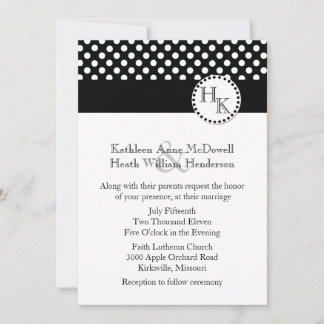 Invitation Mariage de monogramme noir et blanc élégant