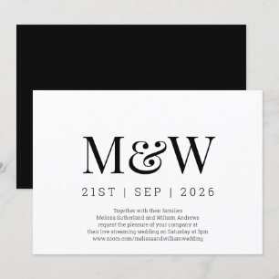 Invitation Mariage de monogramme noir virtuel moderne