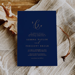 Invitation Mariage de monogramme officiel de la marine et de