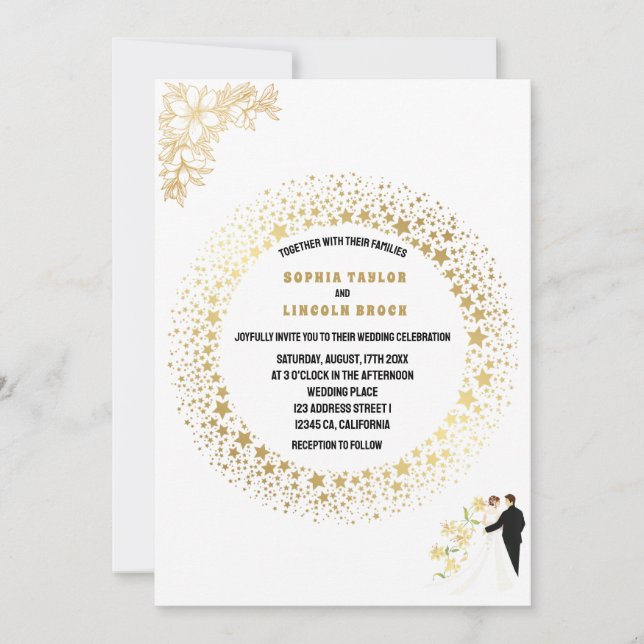 Invitation Mariage de monogramme officiel, élégant, blanc et  (Devant)