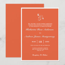 Mariage de monogramme orange brillant moderne