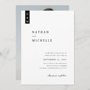 Invitation Mariage de monogramme photo simple et élégant