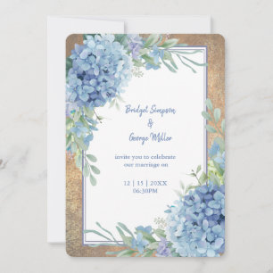 Invitation Mariage de monogramme romantique Blue Hydrangea