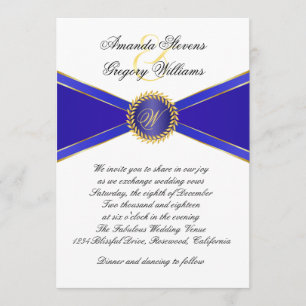 Invitation Mariage de monogramme Royal Blue Elegance