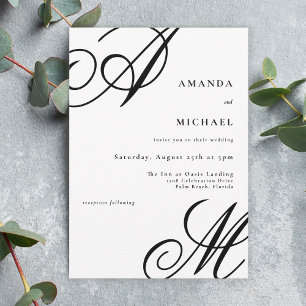 Invitation Mariage de monogramme simple et élégant