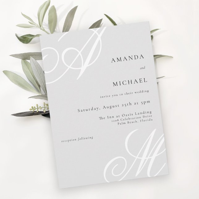 Invitation Mariage de monogramme simple et élégant (Available in printed and paperless digital download!)