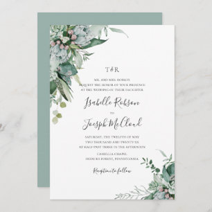 Invitation Mariage de Monogramme vert Sage de verdure Succule