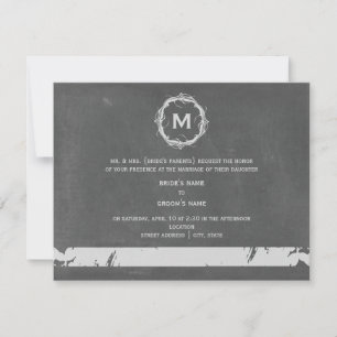 Invitation Mariage de monogramme Vintage inspiré par ChaIk