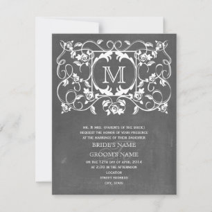 Invitation Mariage de monogramme Vintage inspiré par ChaIk et