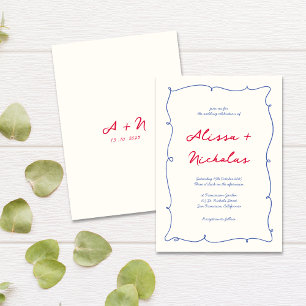 Invitation Mariage de monogramme Whimsical Bright Wavy