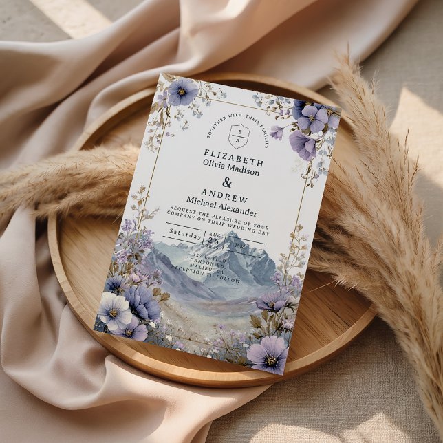 Invitation Mariage de Montagne aux Fleurs Sauvages Douces (Créateur téléchargé)