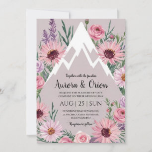 Invitation mariage de montagne floral moderne