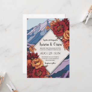 Invitation mariage de montagne floral moderne