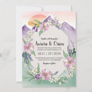 Invitation mariage de montagne floral moderne