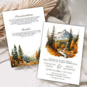 Invitation Mariage de montagne forestier automnal rustique