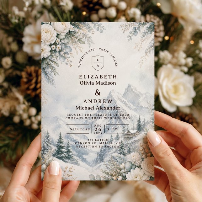 Invitation Mariage de montagne romantique en hiver (Créateur téléchargé)