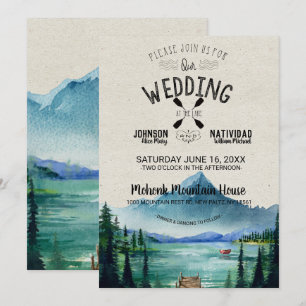 Invitation Mariage de montagne rustique au bord du lac