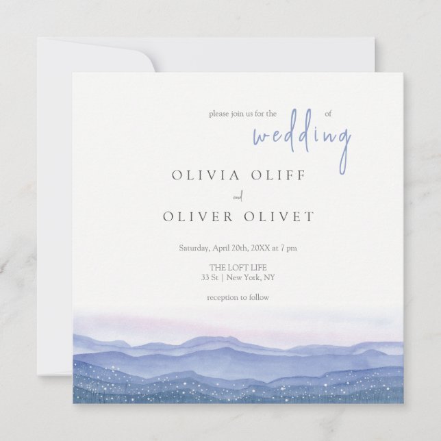 Invitation Mariage de Montagnes violettes (Devant)