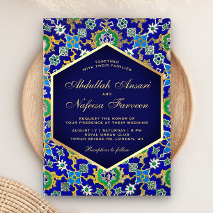 Invitation Mariage de mosaïque géométrique de l'or arabe isla