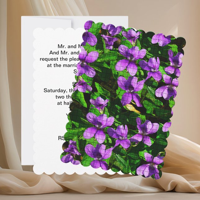 Invitation Mariage de mosaïque violet de bois (Wood Violet Mosaic Wedding Invitation)