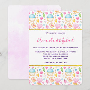 Invitation Mariage de Motif d'aquarelle Coeurs et Amour