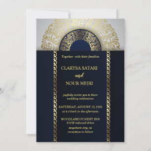 Invitation Mariage de motif géométrique chic et doré