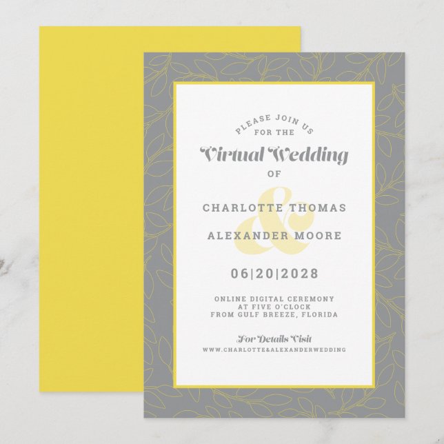 Invitation Mariage de Motif moderne virtuel en ligne (Devant / Derrière)